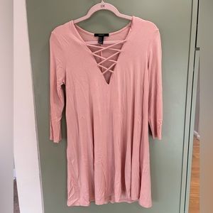 Baby pink Forever21 mini dress with criss cross detailing